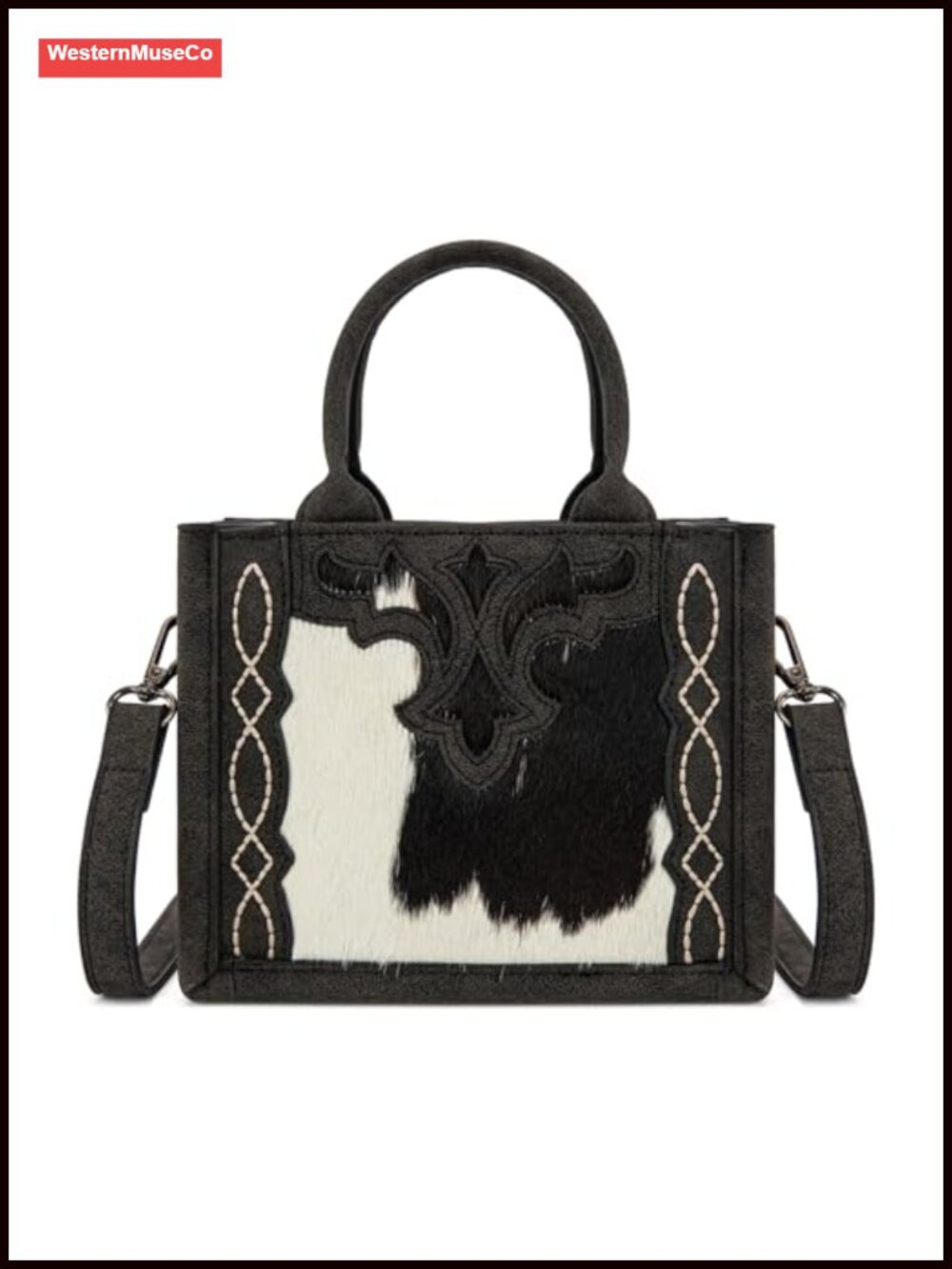 Trinity Ranch Mini Tote Genuine Hair-On Cowhide Tooled Western Handbag